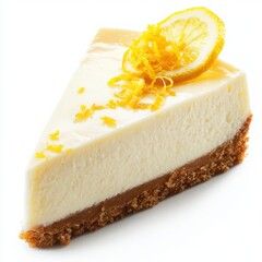 A different delicious cheesecake dessert, lemon cheesecake with a creamy smooth texture, topped with candied lemon 