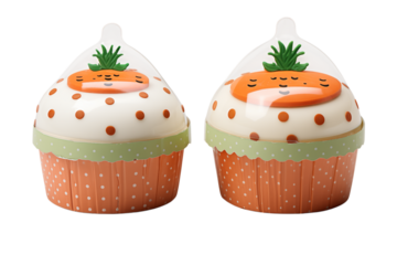 Carrot Cupcake Salt & Pepper Shakers: Easter Kitchen Decor transparent background png