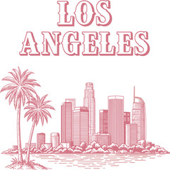 Los Angeles Skyline in Vintage Style graphic. city print design for los angeles. vintage city prints