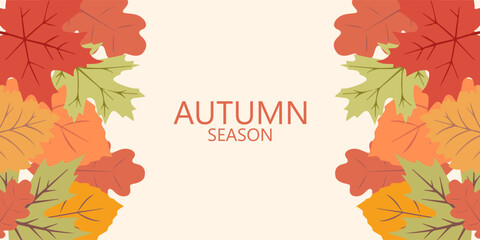 Autumn season poster, cards or banner template with minimalist design pastel colours, vibrant leaves. Collection of Vintage autumn Flower Market posters with colorful fall leaves.Trendy botanical wall