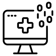 Obraz premium Digital healthcare line icon. Vector illustration