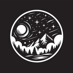 black and white night background, editable vector image