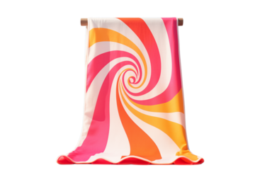 Vibrant Swirl Knit Scarf: Pink, Orange, and White Pattern transparent background png