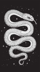Engraved snake celestial mystical energy detailed cosmic bold classic graphic spiritual divine design