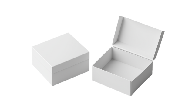 Blank White Cardboard Boxes Mockup for Packaging Design Isolated on transparent background	
