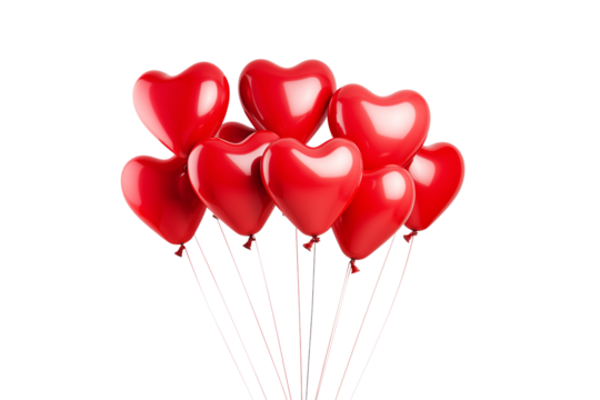 Red Heart Balloons: Romantic Valentine's Day Decorations & Celebration transparent background png - Powered by Adobe