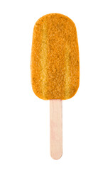 Yummy orange ice cream on white background