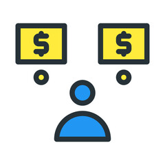 opinion market research. This is a vector single icon with a filled outline style. Suitable for any purpose, such as website design, mobile app design, logo design, pattern design, etc.	