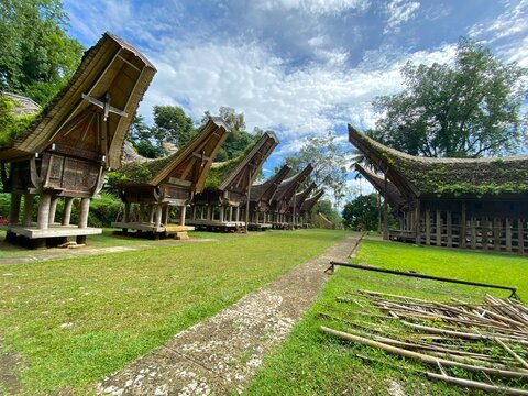 View from the top of the traditional Tongkonan house in Buntu Pune village, Tana Toraja, South Sulawesi