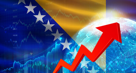 Global financial growth with Bosnia flag. Financial growth with Bosnia flag on economic background