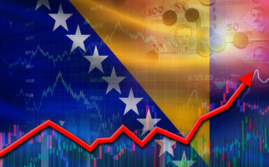 Bosnia economic growth on financial graph. Bosnia financial growth on market graph