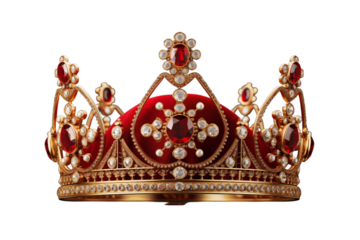 Red and Gold Regal Crown: Royalty, Monarchy, King, Queen, Jewelry, Headwear transparent background png