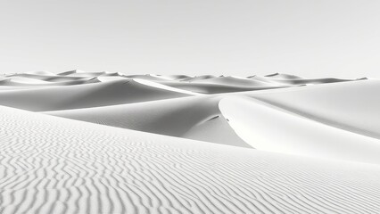 White sand dunes landscape with rippled sand and bright sky