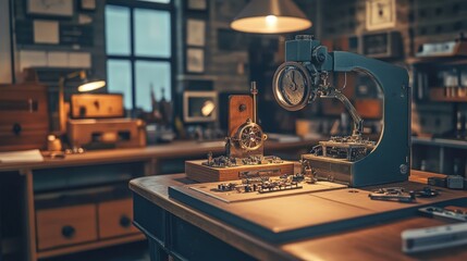 Fototapeta premium Intricate Watchmakers Workshop with Craftsmanship and Precision Tools
