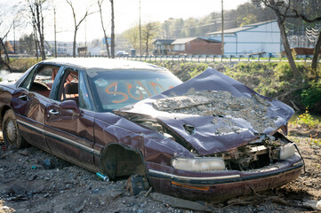 broken car on the road