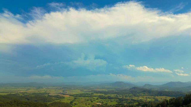 Dark clouds in the horizon over the valley.