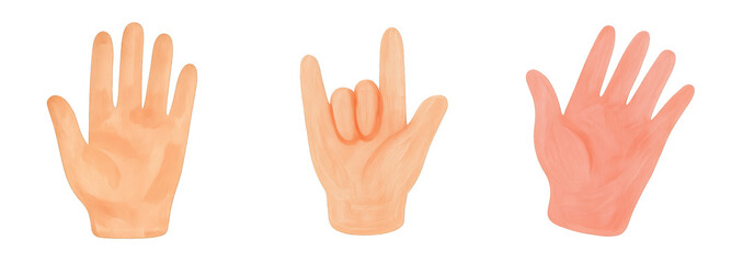 PNG Colorful hand gesture illustrations, element set on transparent background