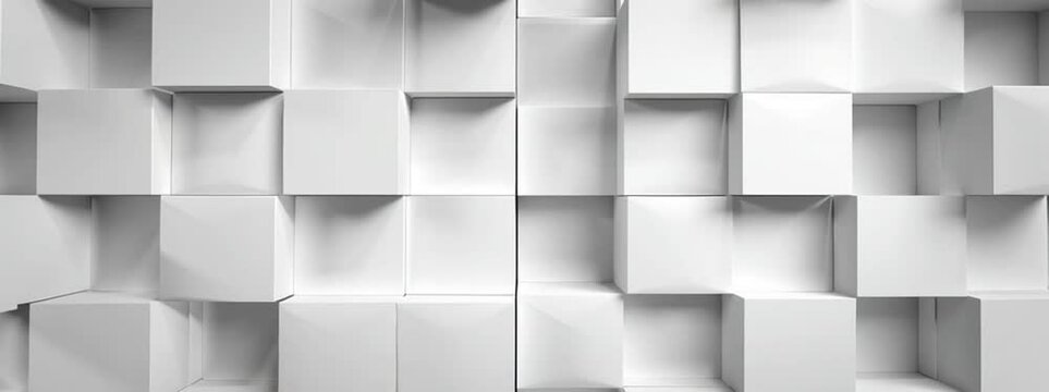 Abstract white background with squares, 3D rendering. Background of cubes in the form of boxes for presentation design Generative AI