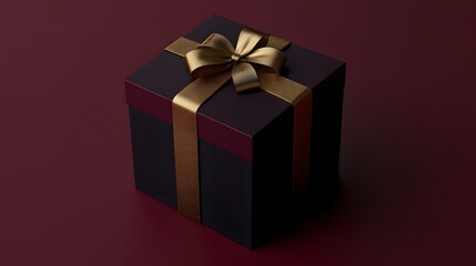 Obraz premium Elegant Black Gift Box with Gold Ribbon Bow