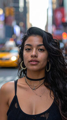  Fashion Editorial Portrait of Latina Model in Warm City Light
