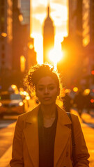 Latina Model in White Tank Top Walking Through NYC