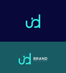 Modern Teal UD Monogram Logo Design for Brand Identity