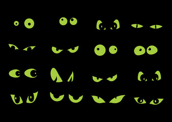 Vector Spooky Green Eyes Set Illustration