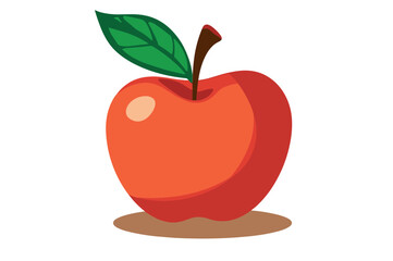 red apple with leaf vector 2d cartoon
