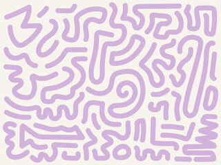 Minimalist abstract line art pattern. Simple hand-drawn doodle texture in pastel purple. Seamless background.
