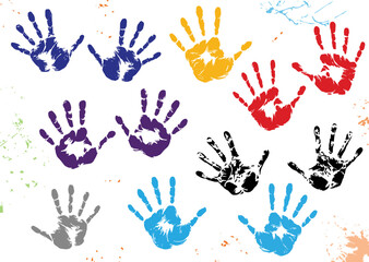 Colorful Hand drawn Hand-print Clip-art Vector