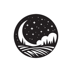 black and white evening night background, editable vector image