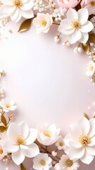 Floral arrangement display elegant setting background design soft colors top-down view artistic concept