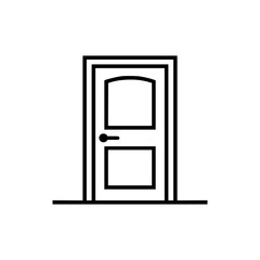 Simple Black Line Art Door Icon Isolated