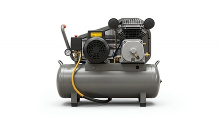 Gray air compressor on white background