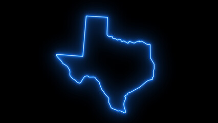Glowing Map of Texas, modern blue outline Map mash line and point scales on technology black background. glowing neon effect © MdSumon