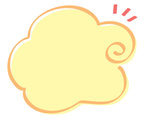 手描き筆タッチのくるりん雲フレーム/イエローライン