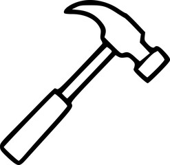 Basic hand drawing sketch of a claw hammer line art.