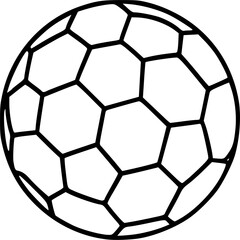 Simple hand-drawn soccer ball line art clip art.