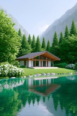 house on the lake, generation AI 