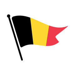 National flag of Belgium.  Belgium flag computer digital vector illustration icon design.  Fluttering flagpole flag.