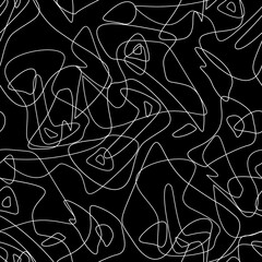 White abstract doodles on dark black background