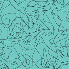 Blask abstract drawings on a dark turquoise background