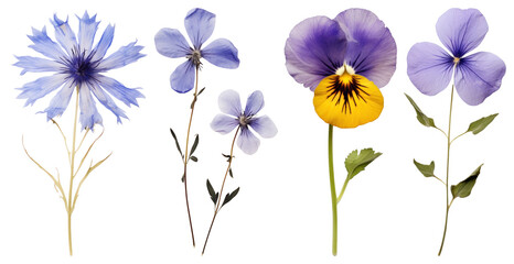 PNG Vibrant pressed floral collection, element set on transparent background