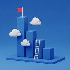 Bar Chart Clouds Ladder Goal Achievement and Success