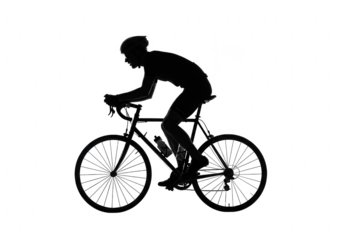 Cyclist silhouette riding a bicycle isolated on transparent background