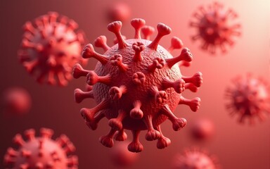 Red spiky virus transparent image. Viral infection, pandemics, microbiology isolated cutout 3d render. Disease outbreak. Pathogen. Spike protein cut out clipart design element png. High quality