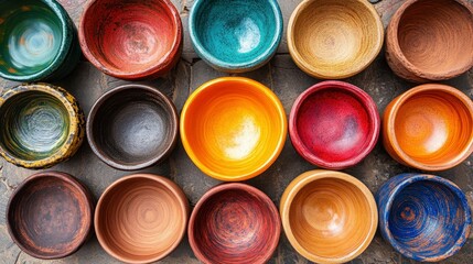 Colorful Handcrafted Ceramic Bowls in Various Patterns and Shades