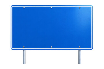 Obraz premium Blank blue road sign, isolated on black background.