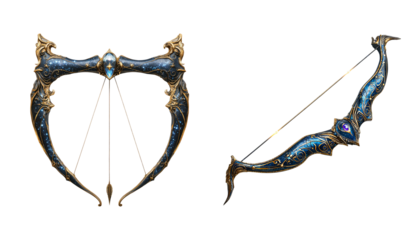 Fantasy Bow Design with Intricate Details and Celestial Theme