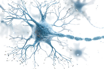Microscopic view of a neuron with synapses.